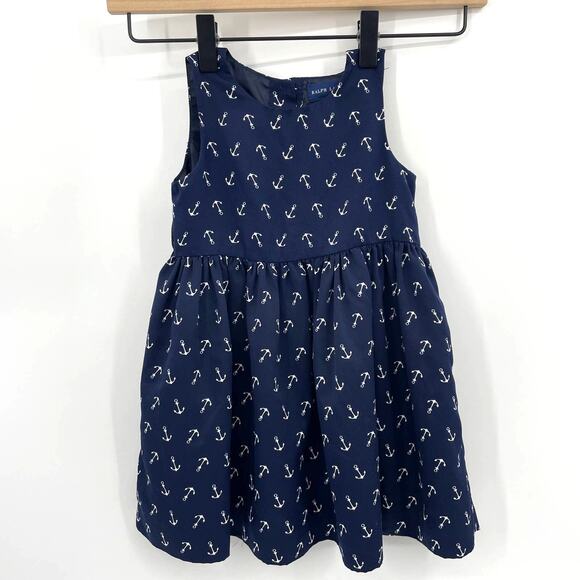 RALPH LAUREN Nautical Anchor Dress Baby Size 24M Sleeveless A-Line Summer - Picture 1 of 5